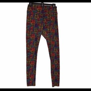 Lularoe multicolored owl print soft leggings OS